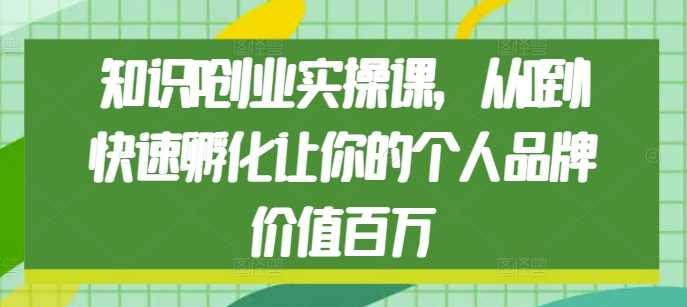 知识IP创业实操课,从0到1快速孵化让你的个人品牌价值百万-壹浩聊项目
