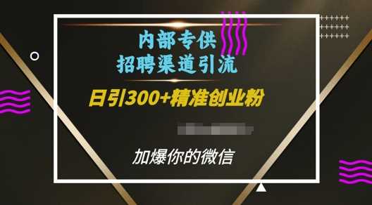 内部招聘渠道日引流300+创业粉,加爆你的微信【揭秘】-壹浩聊项目