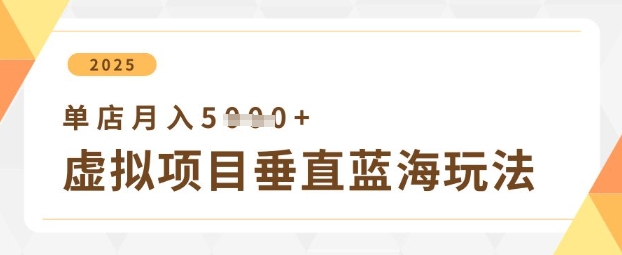 虚拟项目垂直玩法，实现单店月入5k+-壹浩聊项目