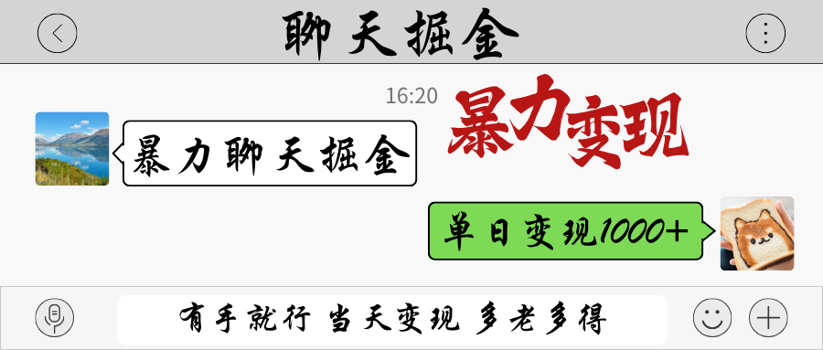 暴力聊天掘金 有手就行当天变现 多劳多得 单日变现1000+-壹浩聊项目