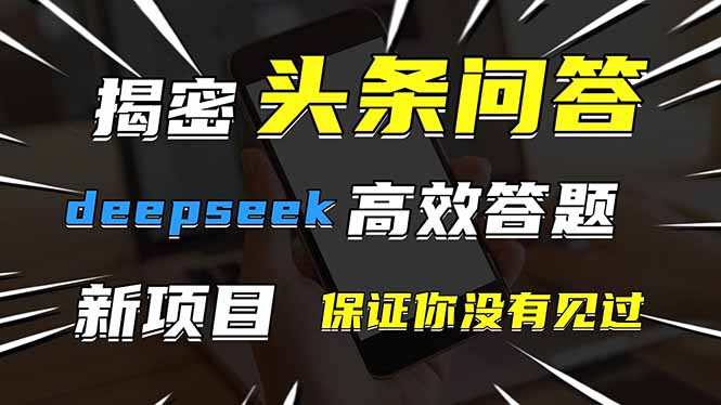 头条问答，刚出的新玩法！保证你没见过！用DeepSeek去高效答题，一个账…-壹浩聊项目