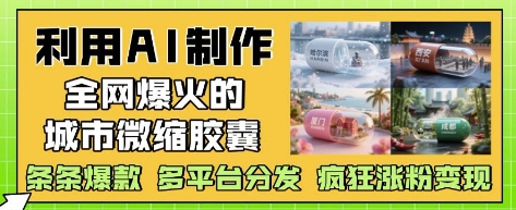 利用AI制作全网爆火的城市微缩胶囊，条条爆款， 多平台分发，疯狂涨粉变现-壹浩聊项目
