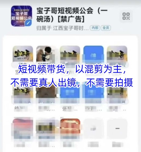 宝子哥头部团队短视频带货，以混剪为主，不需要真人出镜，不需要拍摄-壹浩聊项目