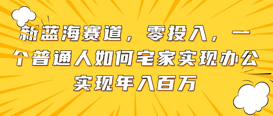 新蓝海赛道，零投入，一个普通人如何宅家办公实现年入百万-壹浩聊项目