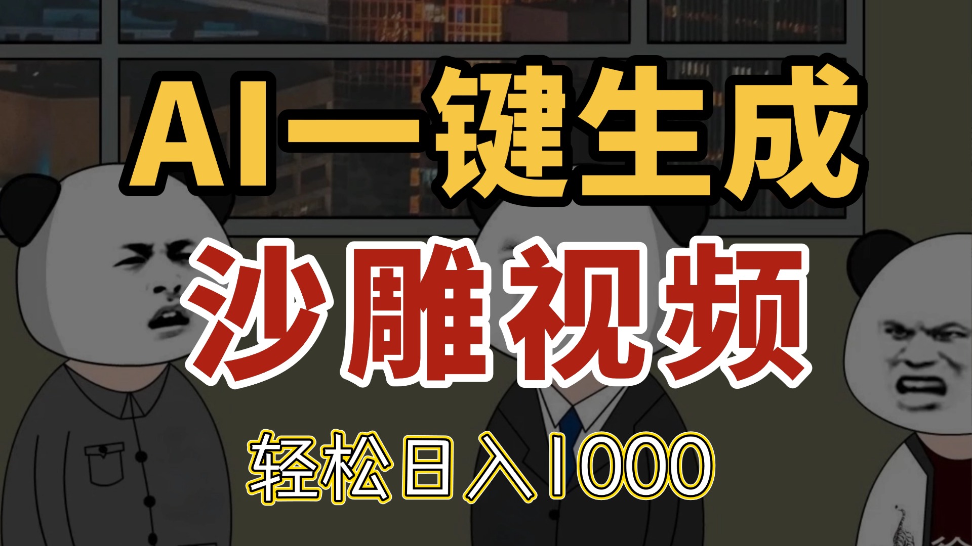 AI一键生成沙雕视频，一条视频千万播放，轻松日入1000-壹浩聊项目