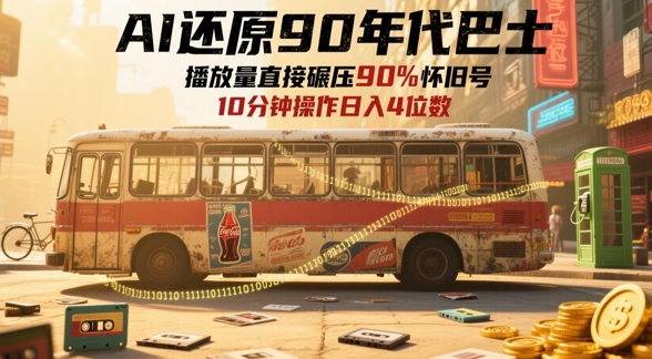 AI还原90年代巴士，一帧就让70后泪崩，播放量直接碾压90%怀旧号，每天操作十分钟，日入四位数-壹浩聊项目