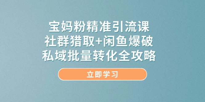 宝妈粉精准引流课，社群猎取+闲鱼爆破，私域批量转化全攻略-壹浩聊项目
