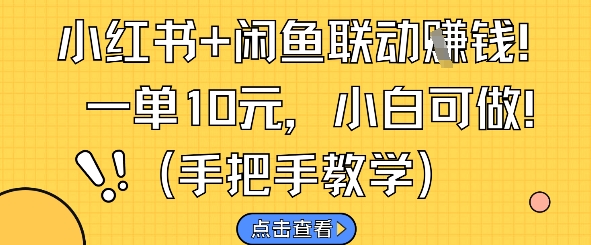 小红书+闲鱼联动挣钱，一单10元，小白可做-壹浩聊项目