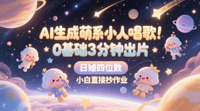 AI生成萌系小人唱歌，0基础3分钟出片，28个作品涨粉8.9W，单条最高19W赞，日入四位数，小白直接抄作业-壹浩聊项目