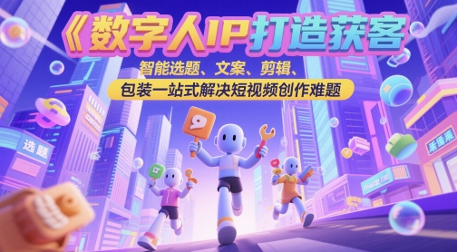 数字人IP打造获客变现实操课，智能选题、文案、剪辑、包装一站式解决短视频创作难题-壹浩聊项目