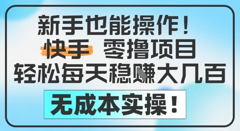 新手也能操作，快手零撸挣米，轻松每天挣2-5张，完全无成本-壹浩聊项目