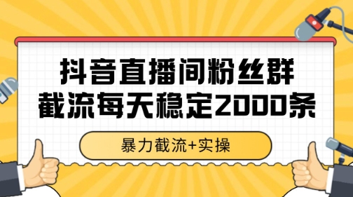 抖音直播间粉丝群暴力截流，一台电脑每天稳定2000条数据【揭秘】-壹浩聊项目