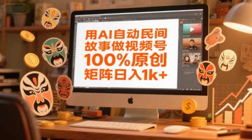 用AI自动民间故事做视频号，100%原创，矩阵日入1k+-壹浩聊项目