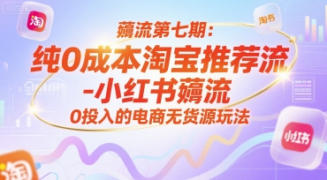 薅流第七期：纯0成本淘宝推荐流-小红书薅流最新版目，0投入的电商无货源玩法(附赠往期)-壹浩聊项目