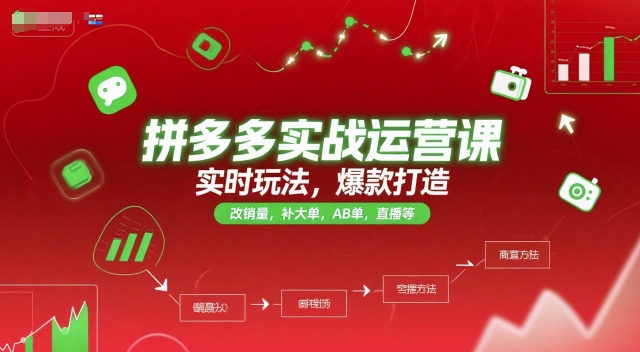 拼多多实战运营课，实时玩法，爆款打造，改销量，补大单，AB单，直播等(更新2025月)-壹浩聊项目