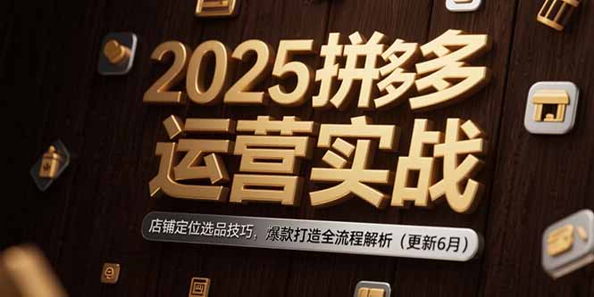2025拼多多运营实战：店铺定位选品技巧，爆款打造全流程解析(更新6月-壹浩聊项目