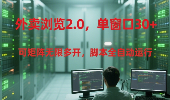 外卖浏览2.0，单窗口30+可矩阵无限多开，脚本全自动运行【揭秘】-壹浩聊项目