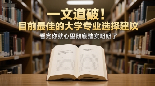 付费文章：一文道破！目前最佳的大学专业选择建议，看完你就心里彻底踏实明朗了-壹浩聊项目