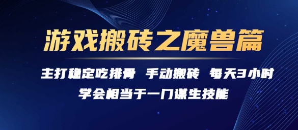 游戏搬砖之魔兽篇，稳定吃排骨每天3小时【揭秘】-壹浩聊项目