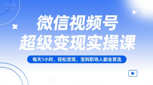 微信视频号超级变现实操课，每天1小时，轻松变现，宝妈职场人副业首选-壹浩聊项目
