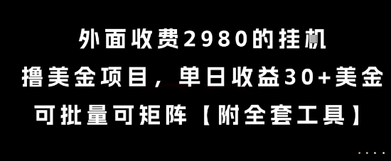 外面收费2980的挂G撸美金项目，单日收益30+美金，可批量可矩阵【揭秘】-壹浩聊项目