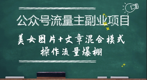 公众号流量主副业项目，美女图片+文章混合模式操作流量爆棚-壹浩聊项目