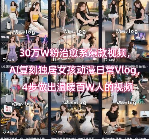30万W粉治愈系爆款视频，AI复刻独居女孩动漫日常Vlog，4步做出温暖百W人的视频-壹浩聊项目