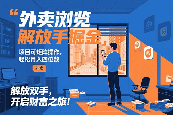 外卖浏览掘金项目 可矩阵操作 轻松日入500+-壹浩聊项目