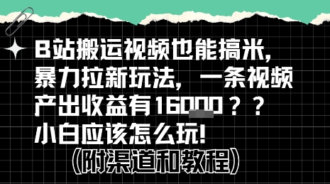 b站掘金计划？搬运视频也能挣拉新的收益，小白应该怎么玩！-壹浩聊项目
