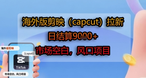 海外版剪映(capcut)拉新，日结算1k+，市场空白，风口项目-壹浩聊项目
