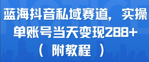蓝海抖音私域赛道，实操单账号当天变现288+(附教程)-壹浩聊项目