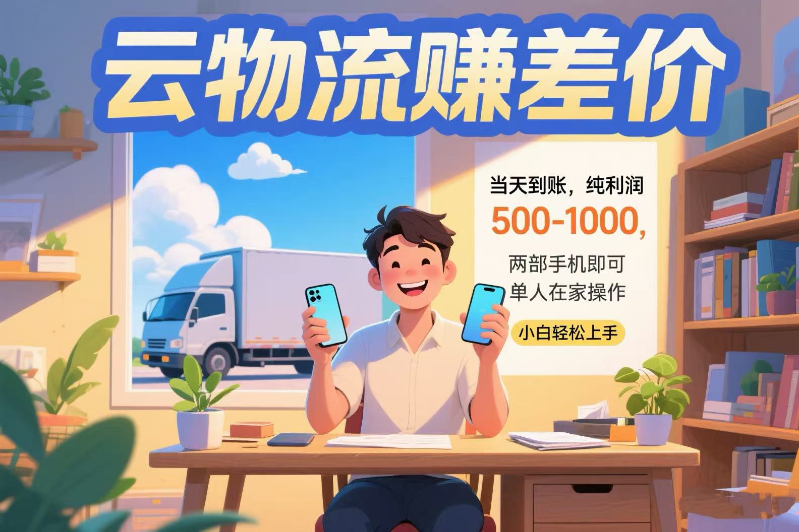 云物流赚差价 当天到账纯利润500-1000 两部手机即可 可单人在家操作 小…-壹浩聊项目