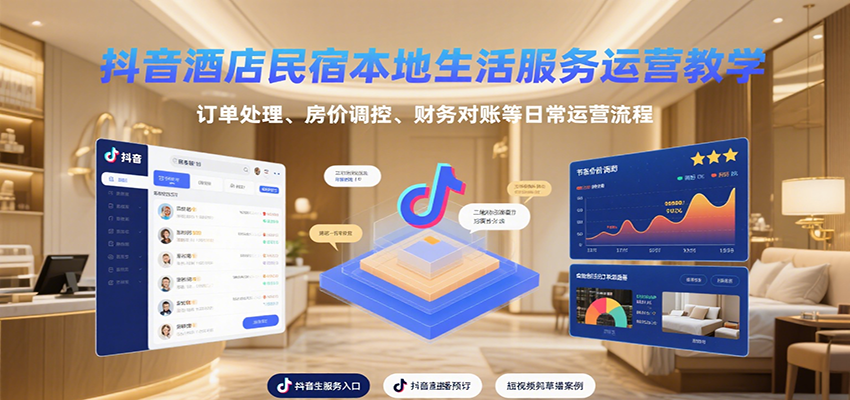 抖音酒店民宿本地生活服务运营教学，订单处理、房价调控、财务对账等日常运营流程-壹浩聊项目