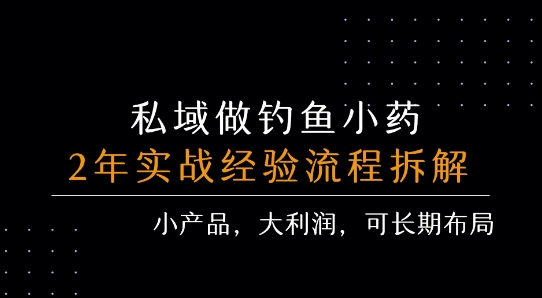 私域做钓鱼小药 每单利润3张+ 详细流程拆解-壹浩聊项目
