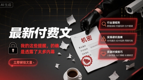 最新付费文：我的这些提醒，的确是透露了太多内幕-壹浩聊项目