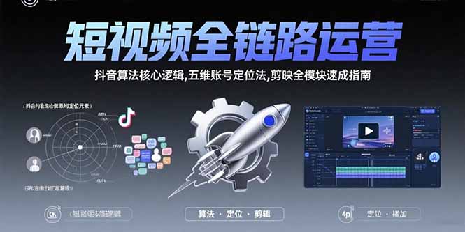 短视频全链路运营：抖音算法核心逻辑,五维账号定位法,剪映全模块速成指南-壹浩聊项目