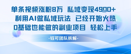 单条视频私域变现4.9k+利用AI做私域玩法 已经开始火热0基础也能做的副业项目轻松上手-壹浩聊项目