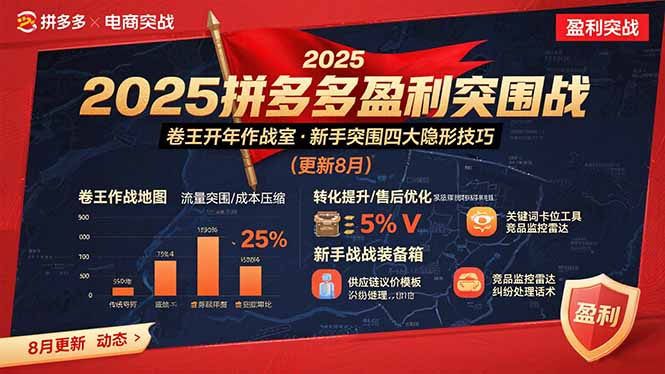 2025拼多多盈利突围战：卷王开年作战室，新手突围四大隐形技巧(更新8月-壹浩聊项目