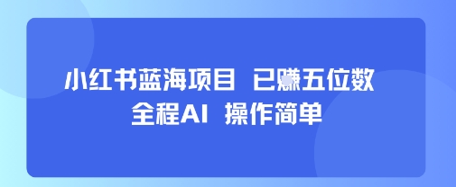 小红书蓝海项目，全程AI，操作简单，已挣五位数-壹浩聊项目