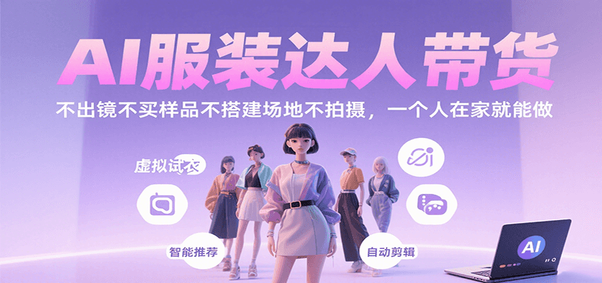 AI服装达人带货，不出镜不买样品不搭建场地不拍摄，一个人在家就能做-壹浩聊项目