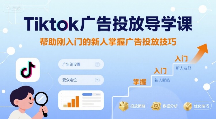Tiktok广告投放导学课，帮助刚入门的新人掌握广告投放技巧-壹浩聊项目
