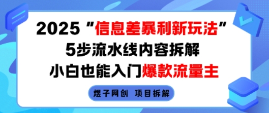 2025信息差暴利新玩法，5步流水线内容拆解，小白也能入门爆款流量主-壹浩聊项目