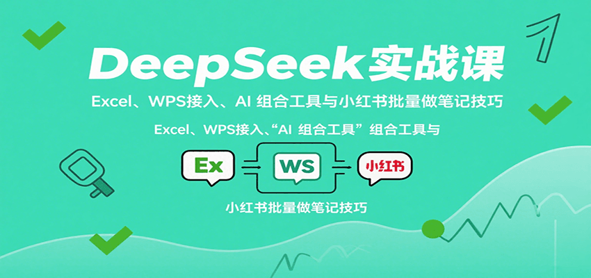 DeepSeek实战课：Excel、WPS接入、AI 组合工具与小红书批量做笔记技巧-壹浩聊项目