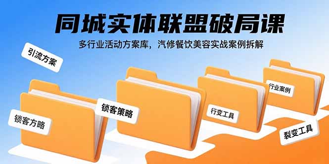 同城实体联盟破局课，多行业活动方案库，汽修餐饮美容实战案例拆解-壹浩聊项目