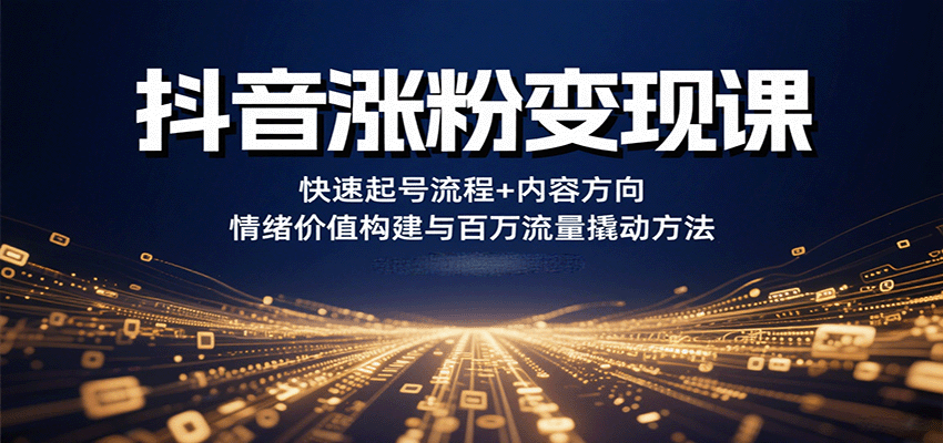 抖音涨粉变现课，快速起号流程+内容方向+情绪价值构建与百万流量撬动方法-壹浩聊项目