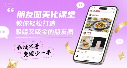 朋友圈美化课堂，教你轻松打造，吸睛又吸金的朋友圈，私域不看，变现少一半-壹浩聊项目