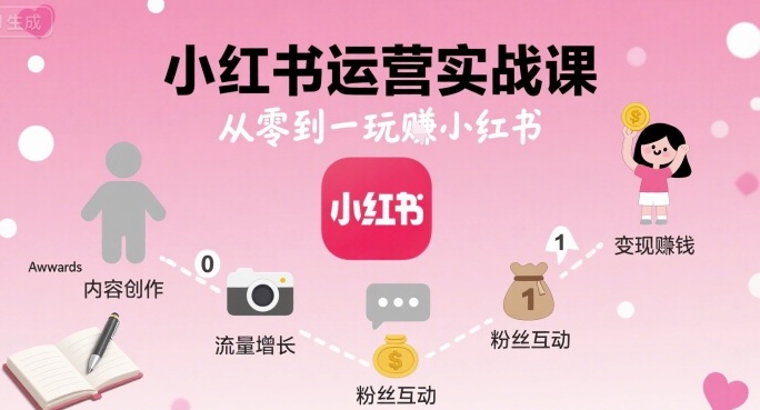 小红书运营实战课，从零到一玩賺小红书-壹浩聊项目