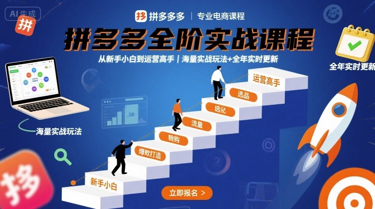 拼多多全阶实战课程，从新手小白到运营高手，海量实战玩法+全年实时更新【2025年9月更新】-壹浩聊项目