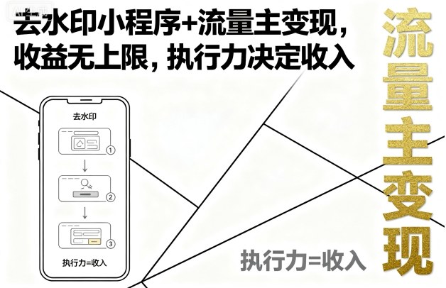 去水印小程序+流量主变现，收益无上限，执行力决定收入-壹浩聊项目
