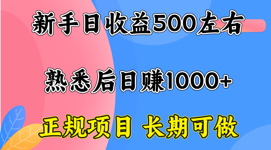 一台电脑，前期日收益300-500，熟练后日入1000左右-壹浩聊项目